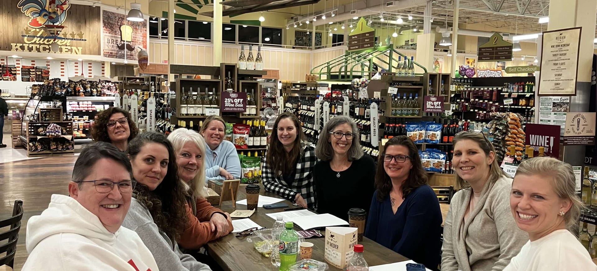 Women from one of the Presbyterian Women's Circles gathered around a table together.